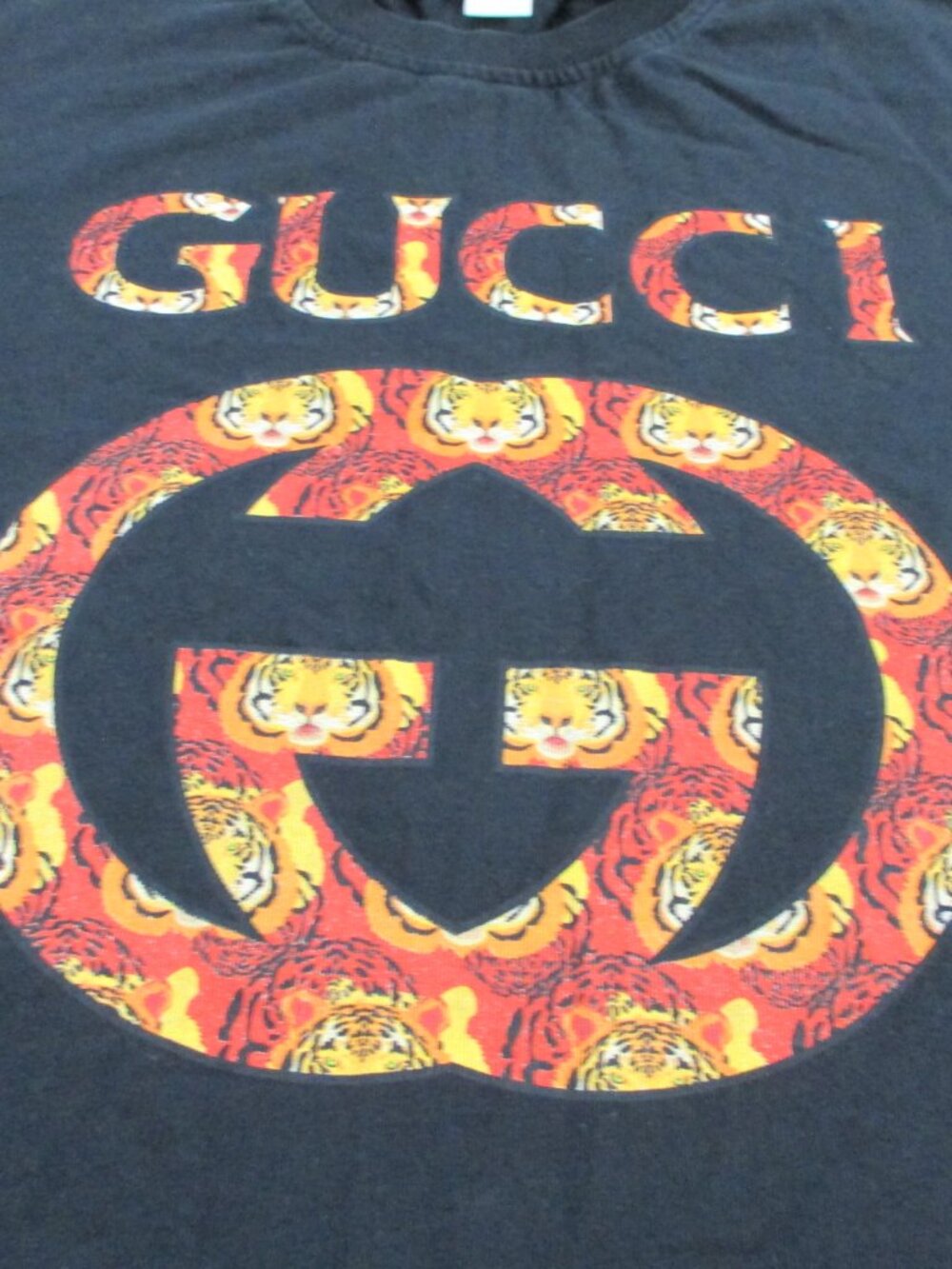 Gucci T Shirt Adult Medium Black Orange Tiger Logo Interlock Graphic Print Tee - Picture 3 of 12